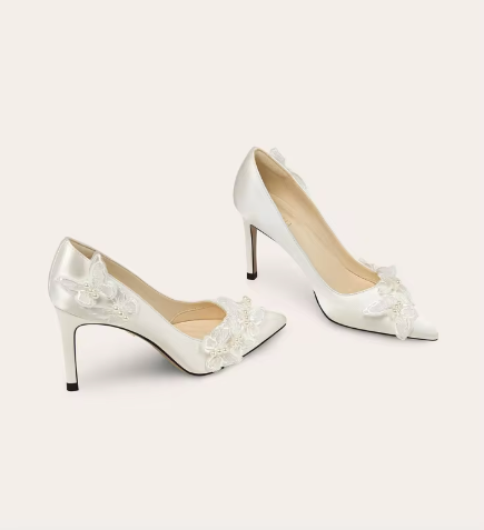 Spitzen-Pumps mit Perlen &amp; Spitzen-Details