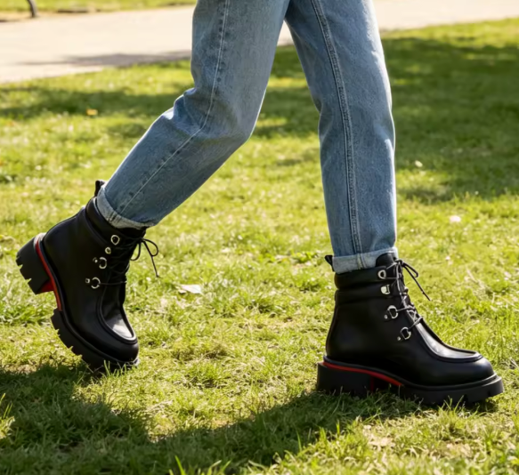Chunky Platform Boots aus Leder