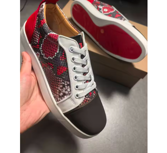 Red & Black Snakeskin Sneakers