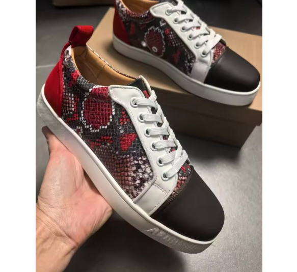 Red & Black Snakeskin Sneakers