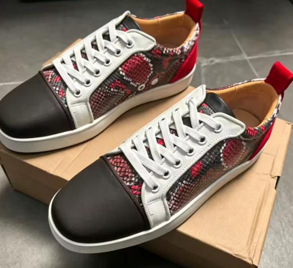 Red & Black Snakeskin Sneakers