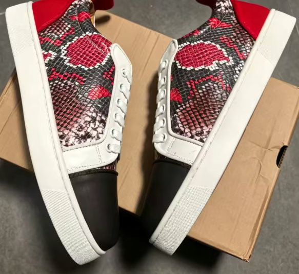 Red & Black Snakeskin Sneakers