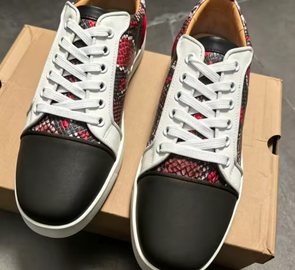 Red & Black Snakeskin Sneakers